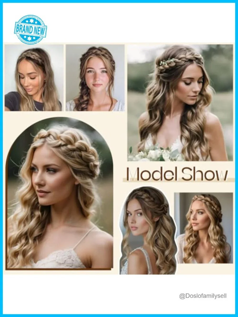 2PCs Braided Headbands Women Handmade Elastic Stretch Hair Hoops Accessories